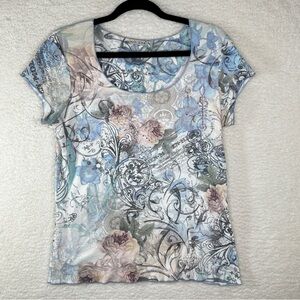 Xcit‎ USA Fitted Graphic Blue and Gray Short Sleeve Tee